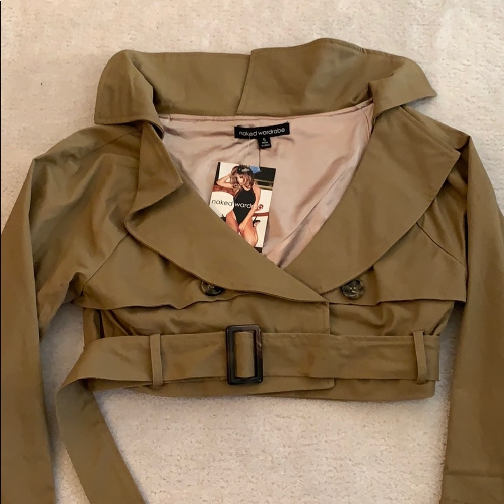 Brand New Naked wardrobe cropped trench jacket